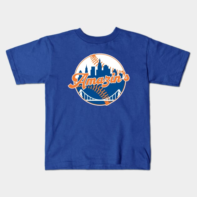 Amazin's  Mets Baseball Nickname Kids T-Shirt by GAMAS Threads